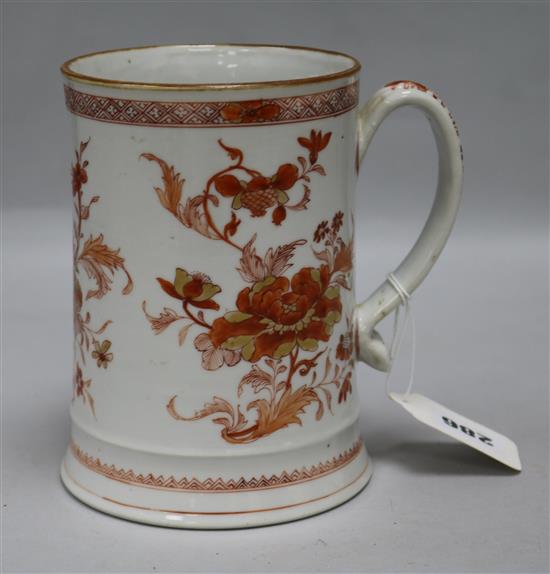 A Chinese export iron red and gilt mug